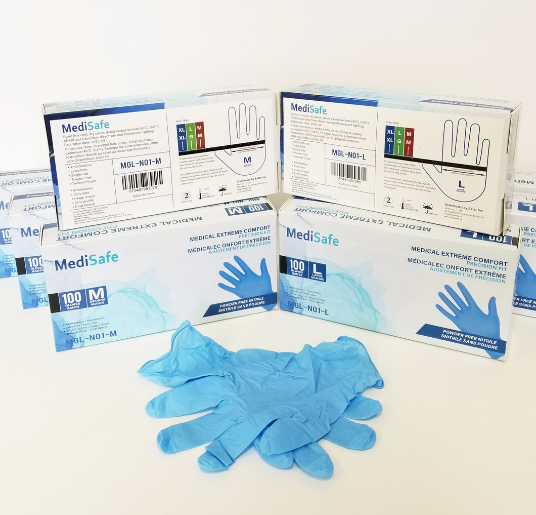 Case of Medisafe Nitrile Examination Gloves (10 Boxes of 100 each)